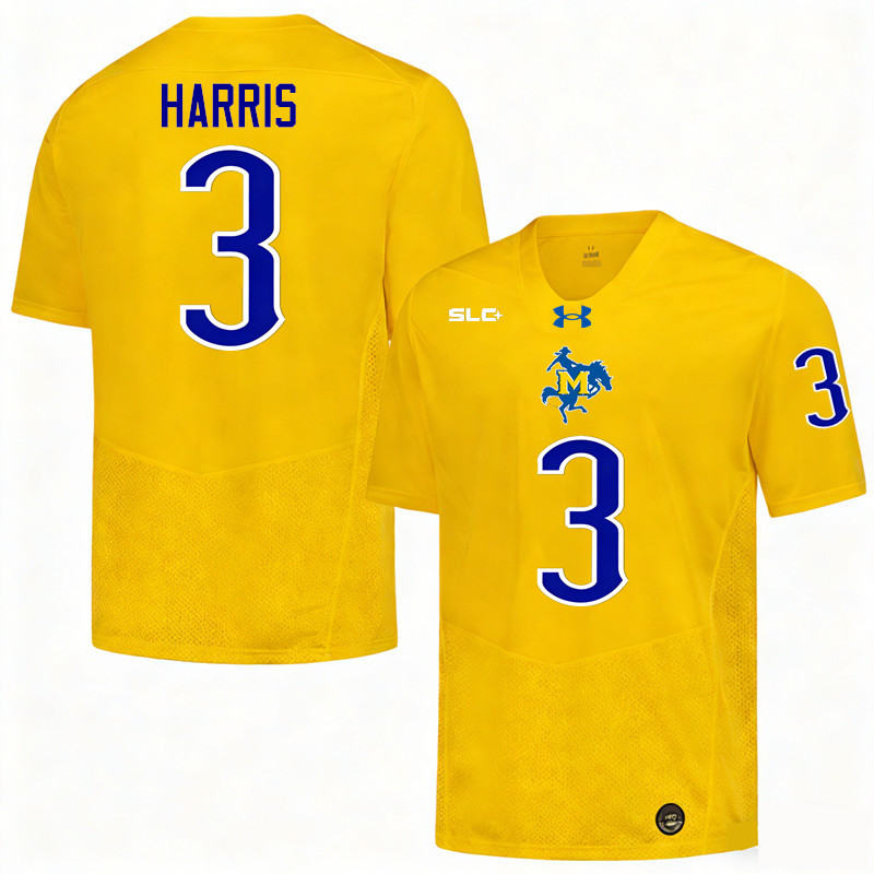 McNeese Cowboys #3 Jonathan Harris College Football Jerseys,Uniforms-Gold